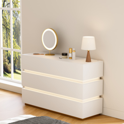 120 cm Modern White 6 Drawer LED Chest of Drawers Bedroom Storage Cabinet - thumbnail 6