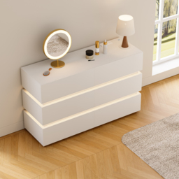 120 cm Modern White 6 Drawer LED Chest of Drawers Bedroom Storage Cabinet - thumbnail 5