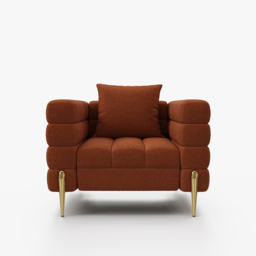 Rust Boucle Accent Chair Modern Modular Arm Chair - thumbnail 9