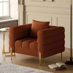 Rust Boucle Accent Chair Modern Modular Arm Chair