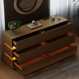 Lumio 1500 mm LED 6-Drawer Dresser with Charging Station - thumbnail 4