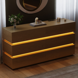 Lumio 1500 mm LED 6-Drawer Dresser with Charging Station - thumbnail 2