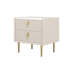 Sintered Stone Top 2-Drawer Leather Bedside Table - thumbnail 7