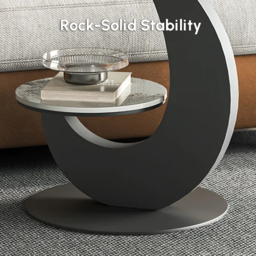 Sintered Stone Side Table 2 Tier Decorative Cocktail Table Round End Table Modern Simplicity Living Room - thumbnail 8