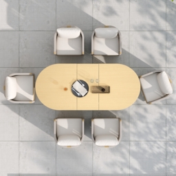Costra Outdoor Aluminium Extendable Dining Set with 6 Woven Swivel Armchairs in Ivory - thumbnail 5