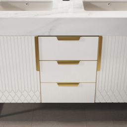 120 cm Bathroom Vanity Freestanding Cultured Marble Top with Double Sink Drawers & Doors White - thumbnail 6