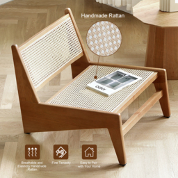 Walnut Rattan Ash Wood Lounge Accent Chair - thumbnail 9