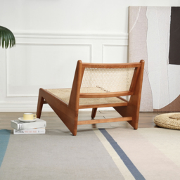 Walnut Rattan Ash Wood Lounge Accent Chair - thumbnail 5
