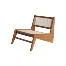 Walnut Rattan Ash Wood Lounge Accent Chair - thumbnail 8