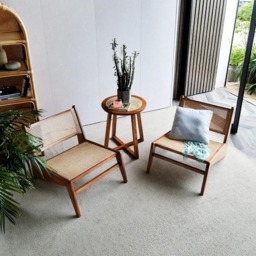 Walnut Rattan Ash Wood Lounge Accent Chair - thumbnail 3