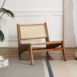 Walnut Rattan Ash Wood Lounge Accent Chair - thumbnail 4