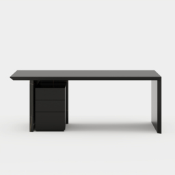 Modern Glossy Black Wooden Home Office Desk with Movable File Cabinet Office Furniture (1520mm) - thumbnail 8