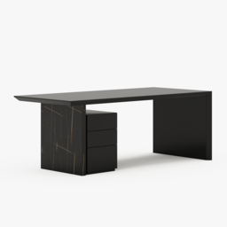 Modern Glossy Black Wooden Home Office Desk with Movable File Cabinet Office Furniture (1520mm) - thumbnail 9