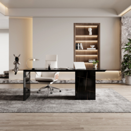 Modern Glossy Black Wooden Home Office Desk with Movable File Cabinet Office Furniture (1520mm) - thumbnail 2