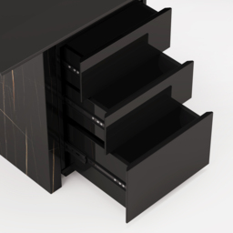 Modern Glossy Black Wooden Home Office Desk with Movable File Cabinet Office Furniture (1520mm) - thumbnail 6