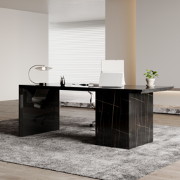 Modern Glossy Black Wooden Home Office Desk with Movable File Cabinet Office Furniture (1520mm) - thumbnail 3