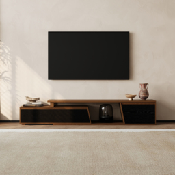 Fero Black & Walnut Extendable TV Stand with 3 Drawers (1800 mm - 2800 mm) - thumbnail 8