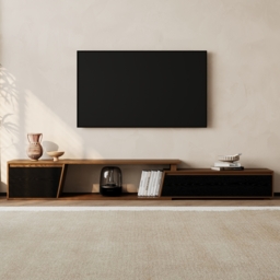 Fero Black & Walnut Extendable TV Stand with 3 Drawers (1800 mm - 2800 mm) - thumbnail 3