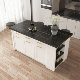 183 cm Kitchen Islands Black & White Modern with Storage Kitchen Cabinet - thumbnail 6