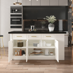 183 cm Kitchen Islands Black & White Modern with Storage Kitchen Cabinet - thumbnail 3