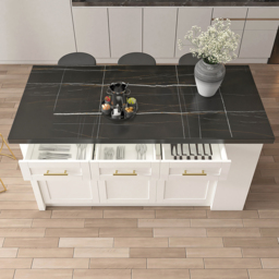 183 cm Kitchen Islands Black & White Modern with Storage Kitchen Cabinet - thumbnail 5