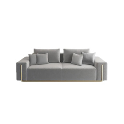 2200mm Modern Grey Cotton & Linen Upholstered 3-Seater Sofa for Living Room - thumbnail 6