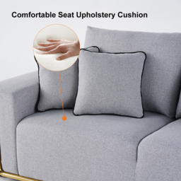 2200mm Modern Grey Cotton & Linen Upholstered 3-Seater Sofa for Living Room - thumbnail 7