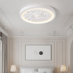 French Elegant White Resin 3D Carved LED  Flush Ceiling light - thumbnail 4