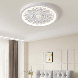 French Elegant White Resin 3D Carved LED  Flush Ceiling light - thumbnail 1