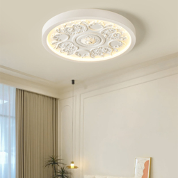 French Elegant White Resin 3D Carved LED  Flush Ceiling light - thumbnail 5