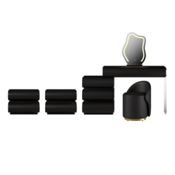 Bedroom Set 2 Black Leather Smart Nightstands & Makeup Vanity Set PU Leather Dressing Table Set - thumbnail 6