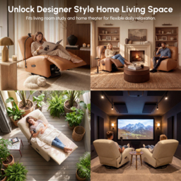 Leather Power Swivel Rocker Recliner Accent Chair with Phone Holder - thumbnail 8