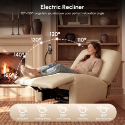 Leather Power Swivel Rocker Recliner Accent Chair with Phone Holder - thumbnail 9