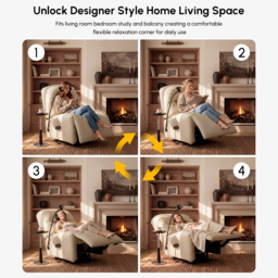 Leather Power Swivel Rocker Recliner Accent Chair with Phone Holder - thumbnail 7