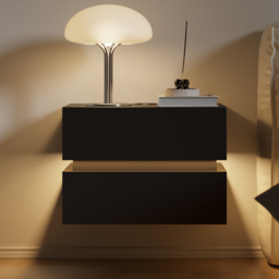 Floating Smart LED Bedside Table Wireless Charging Station Bedside Table with Light White - thumbnail 3