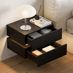Floating Smart LED Bedside Table Wireless Charging Station Bedside Table with Light White - thumbnail 8