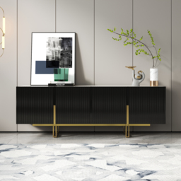 Grovyn 150 cm Sintered Stone Top Fluted TV Stand with Spacious Cabinets - thumbnail 2