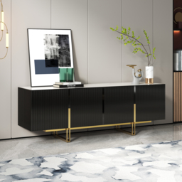 Grovyn 150 cm Sintered Stone Top Fluted TV Stand with Spacious Cabinets - thumbnail 3