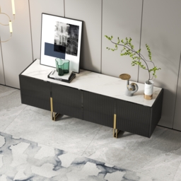 Grovyn 150 cm Sintered Stone Top Fluted TV Stand with Spacious Cabinets - thumbnail 4