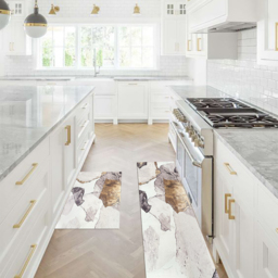 2 Pieces Modern Gold  Kitchen Runner Mats Non-slip Abstract Kitchen Mat Set - thumbnail 5