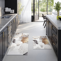 2 Pieces Modern Gold  Kitchen Runner Mats Non-slip Abstract Kitchen Mat Set - thumbnail 4
