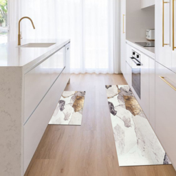 2 Pieces Modern Gold  Kitchen Runner Mats Non-slip Abstract Kitchen Mat Set - thumbnail 2