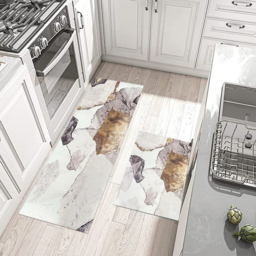 2 Pieces Modern Gold  Kitchen Runner Mats Non-slip Abstract Kitchen Mat Set - thumbnail 8