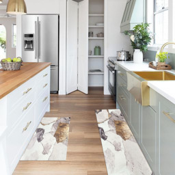 2 Pieces Modern Gold  Kitchen Runner Mats Non-slip Abstract Kitchen Mat Set - thumbnail 6