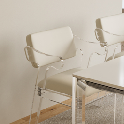 Modern Acrylic White Dining chair with Arms Upholstered PU Leather Dining Room Chair - thumbnail 8