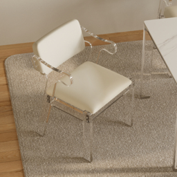 Modern Acrylic White Dining chair with Arms Upholstered PU Leather Dining Room Chair - thumbnail 2