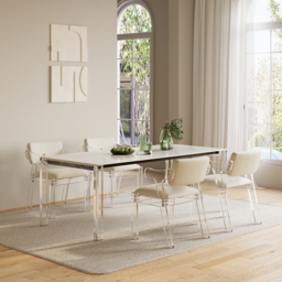 Modern Acrylic White Dining chair with Arms Upholstered PU Leather Dining Room Chair - thumbnail 9