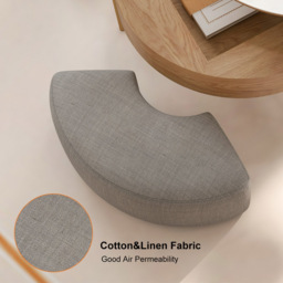 Round Lift-Top Coffee Table Set with 3 Ottomans and Storage White Tabletop and Light-Wood-Colored Body - thumbnail 8