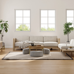 Round Lift-Top Coffee Table Set with 3 Ottomans and Storage White Tabletop and Light-Wood-Colored Body - thumbnail 5