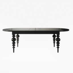 "79""-94"" Oval Dining Table Extendable for 10 Person with Turned Legs Mid-Century Modern Black Table" - thumbnail 7